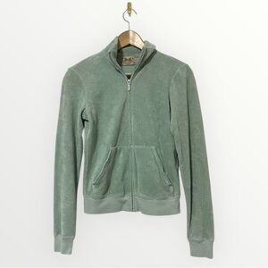 Vintage Y2K Juicy Couture Track Jacket Sage Green Terry Cloth size medium